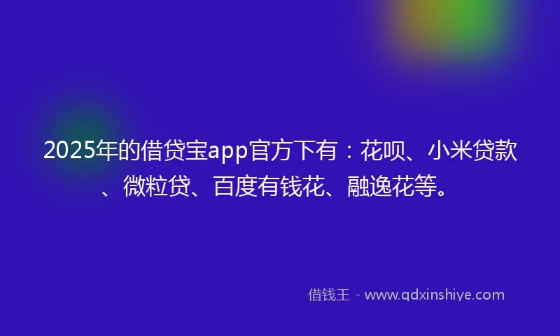 2025年的借贷宝app官方下有：花呗、小米贷款、微粒贷、百度有钱花、融逸花等。