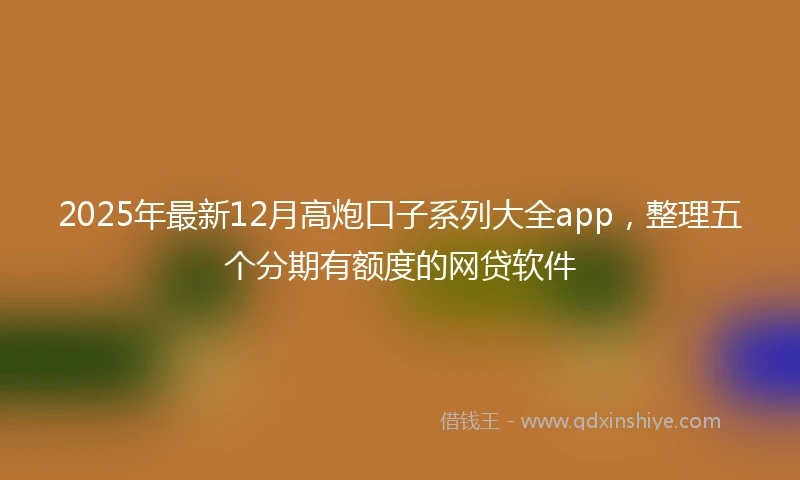 2025年最新12月高炮口子系列大全app，整理五个分期有额度的网贷软件