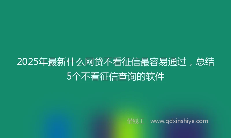 2025年最新什么网贷不看征信最容易通过，总结5个不看征信查询的软件