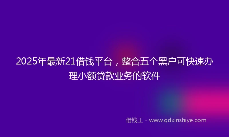 2025年最新21借钱平台，整合五个黑户可快速办理小额贷款业务的软件