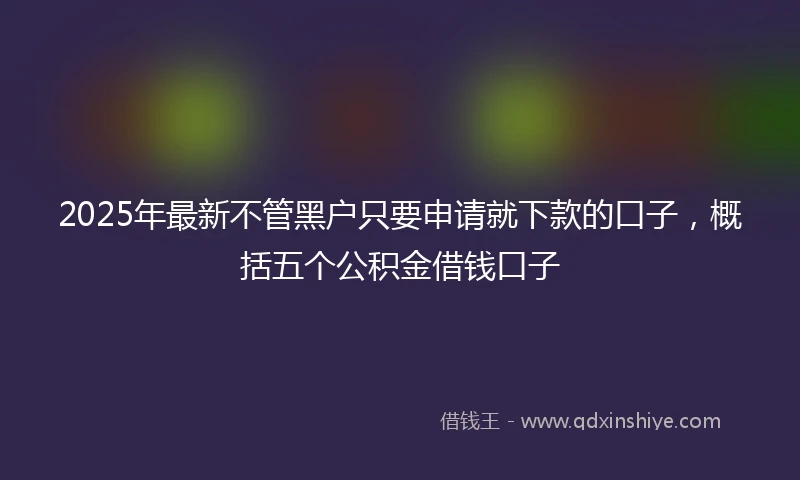 2025年最新不管黑户只要申请就下款的口子，概括五个公积金借钱口子
