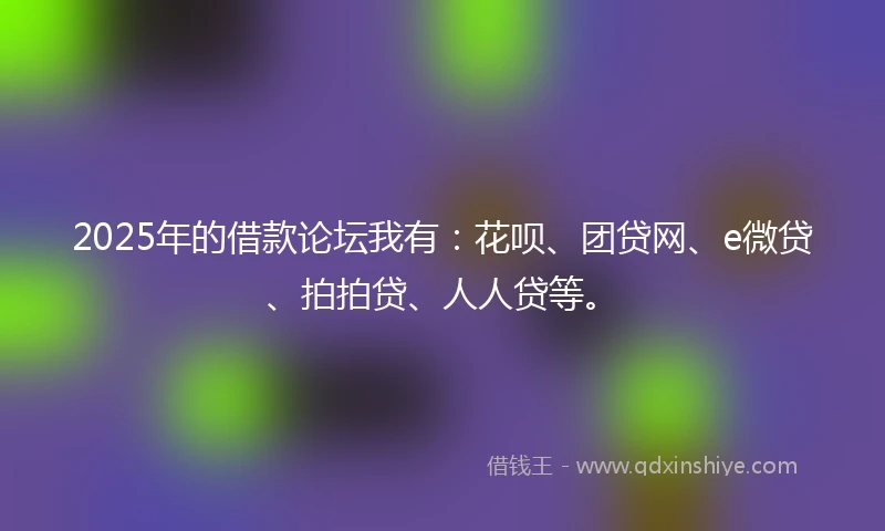 2025年的借款论坛我有：花呗、团贷网、e微贷、拍拍贷、人人贷等。