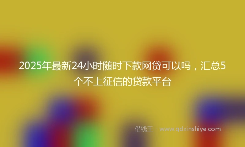 2025年最新24小时随时下款网贷可以吗，汇总5个不上征信的贷款平台