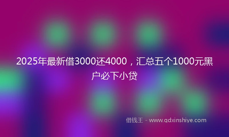 2025年最新借3000还4000，汇总五个1000元黑户必下小贷