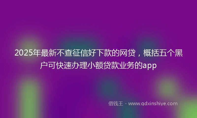2025年最新不查征信好下款的网贷，概括五个黑户可快速办理小额贷款业务的app