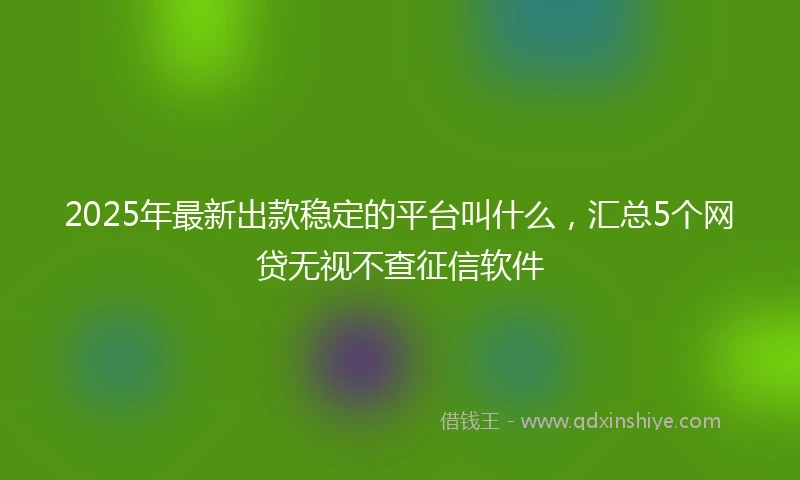 2025年最新出款稳定的平台叫什么，汇总5个网贷无视不查征信软件