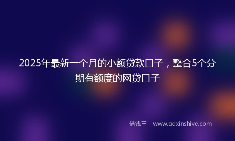 2025年最新一个月的小额贷款口子，整合5个分期有额度的网贷口子