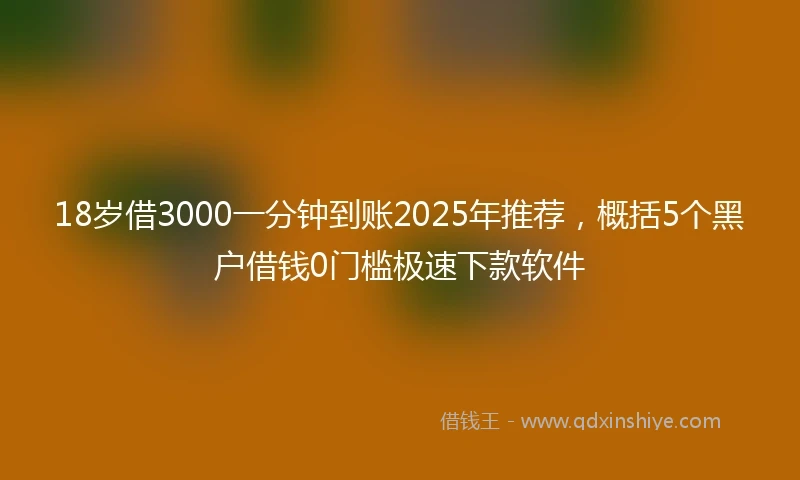18岁借3000一分钟到账2025年推荐，概括5个黑户借钱0门槛极速下款软件