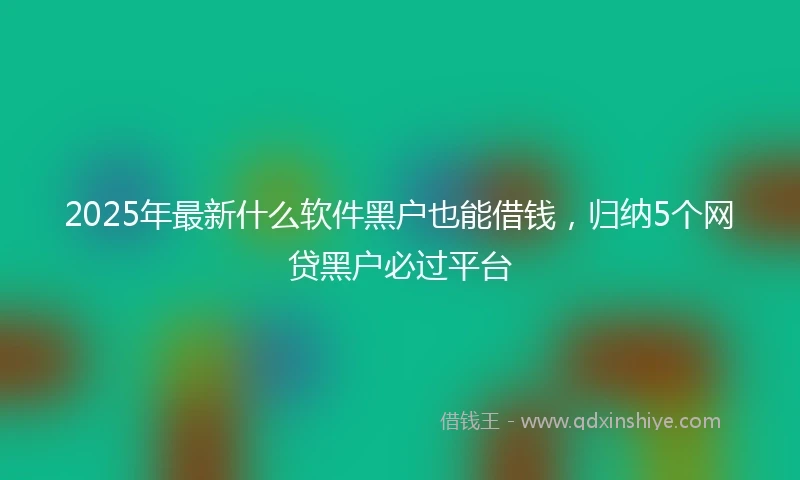 2025年最新什么软件黑户也能借钱，归纳5个网贷黑户必过平台
