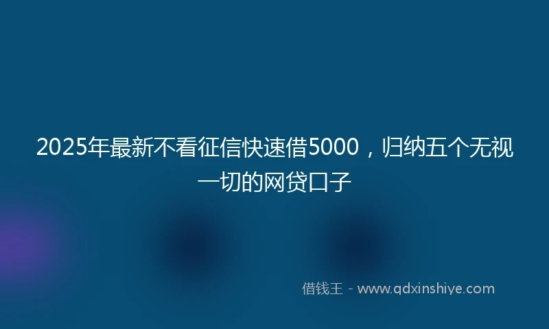 2025年最新不看征信快速借5000，归纳五个无视一切的网贷口子