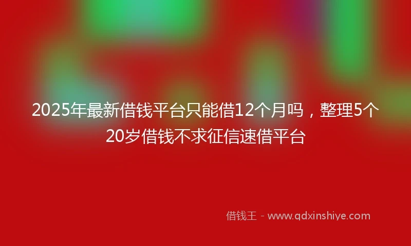 2025年最新借钱平台只能借12个月吗，整理5个20岁借钱不求征信速借平台