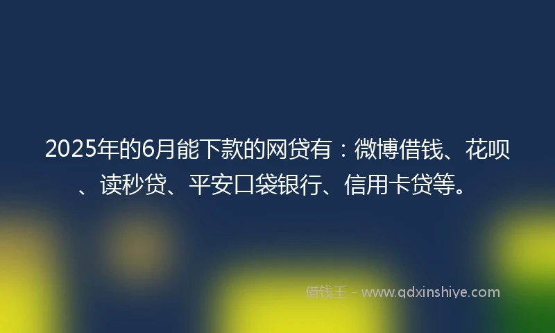 2025年的6月能下款的网贷有：微博借钱、花呗、读秒贷、平安口袋银行、信用卡贷等。
