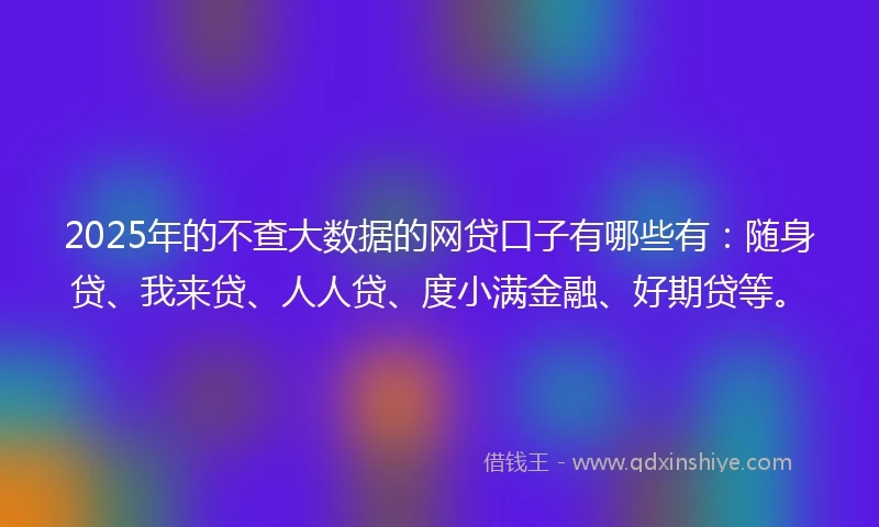 2025年的不查大数据的网贷口子有哪些有：随身贷、我来贷、人人贷、度小满金融、好期贷等。
