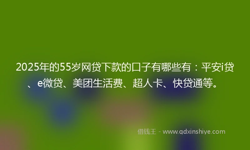 2025年的55岁网贷下款的口子有哪些有：平安i贷、e微贷、美团生活费、超人卡、快贷通等。