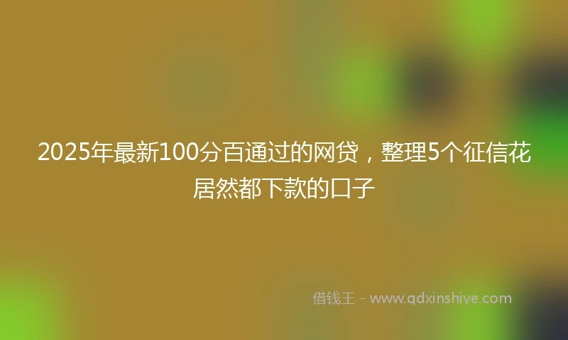 2025年最新100分百通过的网贷，整理5个征信花居然都下款的口子