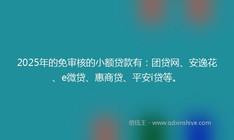 2025年的免审核的小额贷款有：团贷网、安逸花、e微贷、惠商贷、平安i贷等。