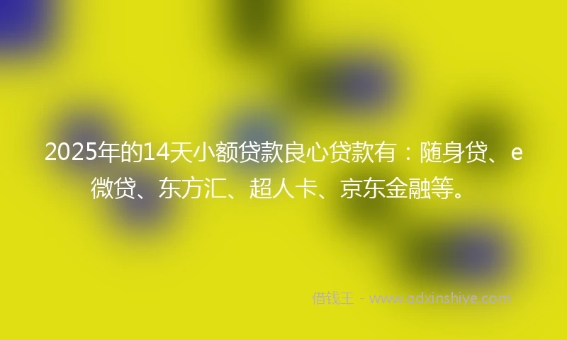 2025年的14天小额贷款良心贷款有：随身贷、e微贷、东方汇、超人卡、京东金融等。