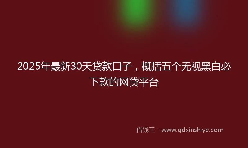 2025年最新30天贷款口子，概括五个无视黑白必下款的网贷平台