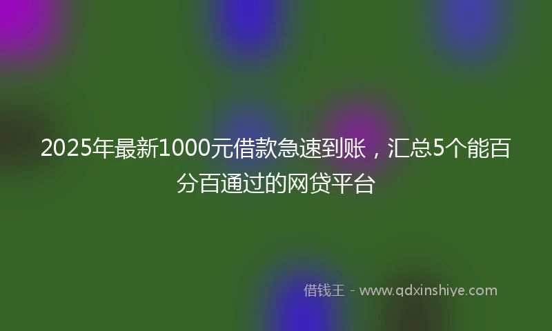 2025年最新1000元借款急速到账，汇总5个能百分百通过的网贷平台