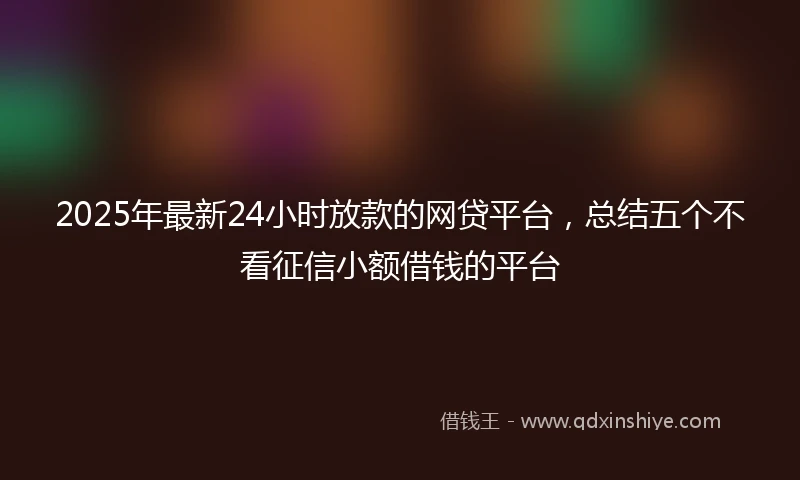 2025年最新24小时放款的网贷平台，总结五个不看征信小额借钱的平台