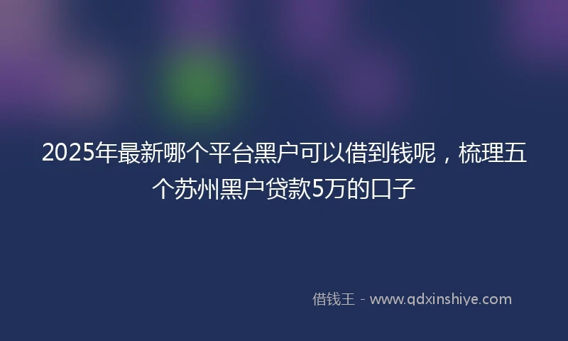 2025年最新哪个平台黑户可以借到钱呢，梳理五个苏州黑户贷款5万的口子
