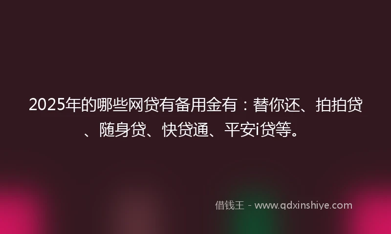 2025年的哪些网贷有备用金有：替你还、拍拍贷、随身贷、快贷通、平安i贷等。