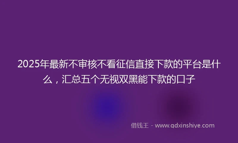 2025年最新不审核不看征信直接下款的平台是什么，汇总五个无视双黑能下款的口子