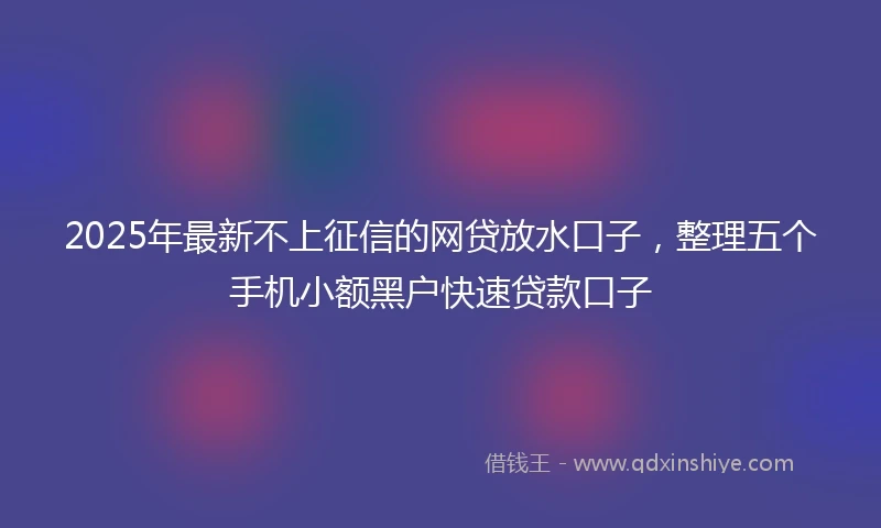 2025年最新不上征信的网贷放水口子，整理五个手机小额黑户快速贷款口子
