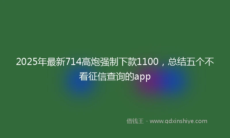 2025年最新714高炮强制下款1100，总结五个不看征信查询的app