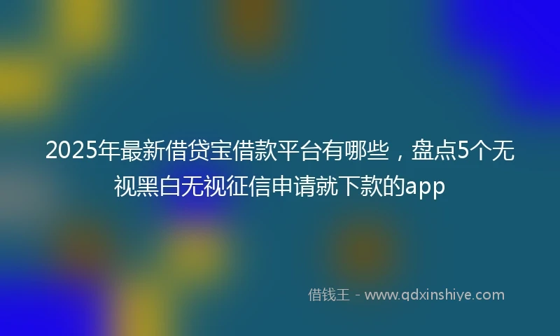 2025年最新借贷宝借款平台有哪些，盘点5个无视黑白无视征信申请就下款的app