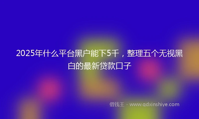 2025年什么平台黑户能下5千，整理五个无视黑白的最新贷款口子
