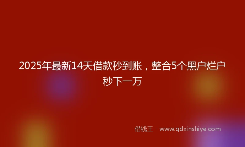 2025年最新14天借款秒到账，整合5个黑户烂户秒下一万