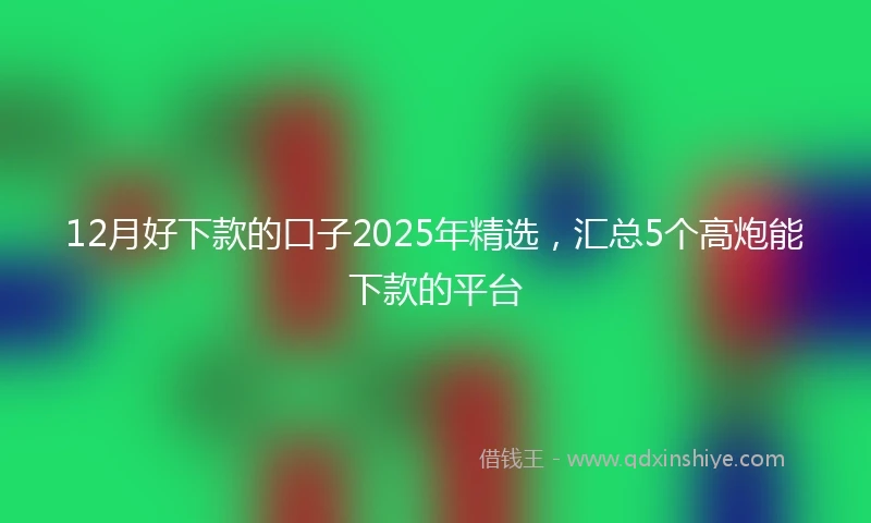 12月好下款的口子2025年精选，汇总5个高炮能下款的平台