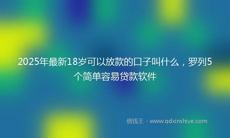 2025年最新18岁可以放款的口子叫什么，罗列5个简单容易贷款软件