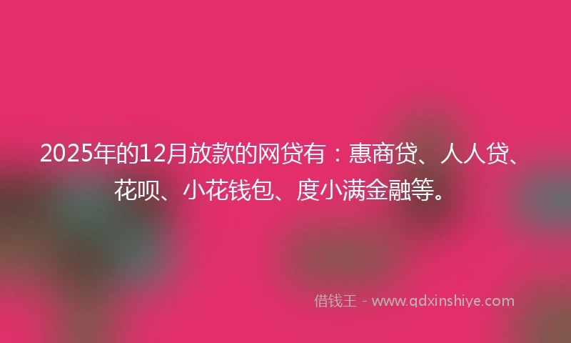 2025年的12月放款的网贷有：惠商贷、人人贷、花呗、小花钱包、度小满金融等。