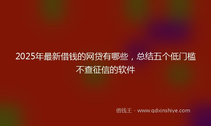 2025年最新借钱的网贷有哪些，总结五个低门槛不查征信的软件