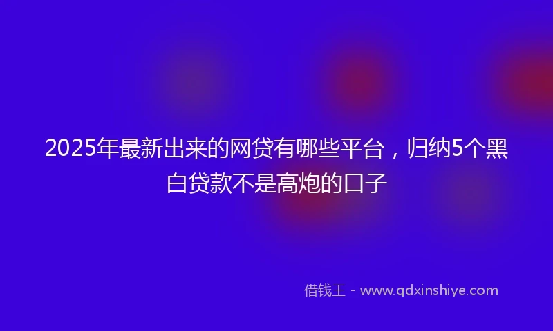 2025年最新出来的网贷有哪些平台，归纳5个黑白贷款不是高炮的口子