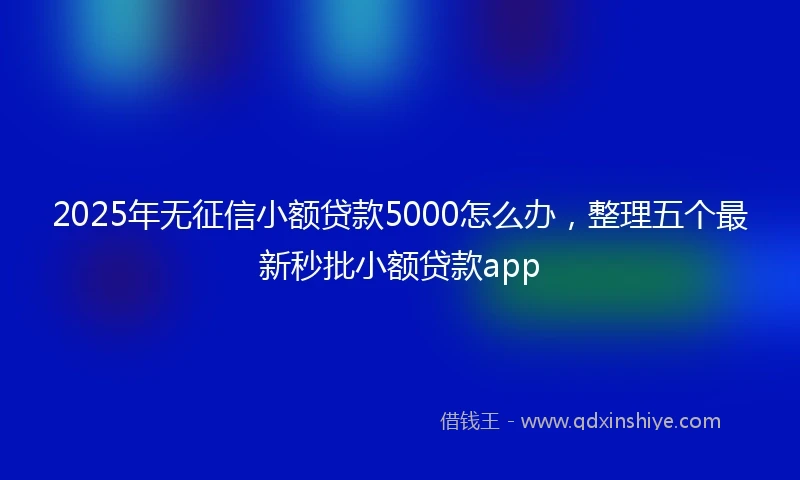 2025年无征信小额贷款5000怎么办，整理五个最新秒批小额贷款app
