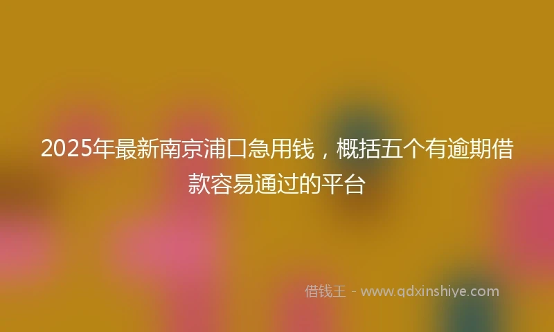 2025年最新南京浦口急用钱，概括五个有逾期借款容易通过的平台