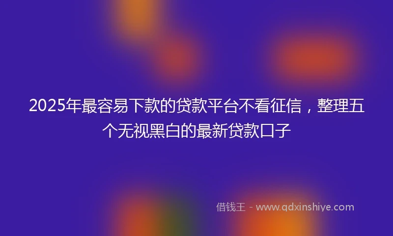 2025年最容易下款的贷款平台不看征信，整理五个无视黑白的最新贷款口子