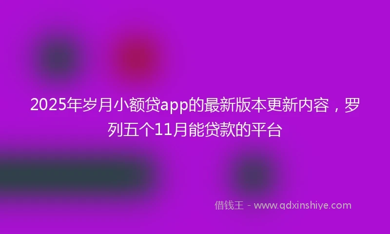 2025年岁月小额贷app的最新版本更新内容，罗列五个11月能贷款的平台