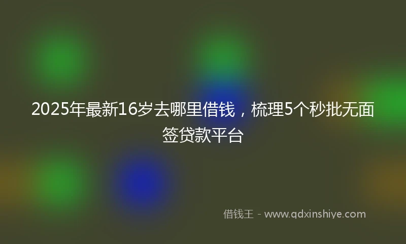 2025年最新16岁去哪里借钱，梳理5个秒批无面签贷款平台
