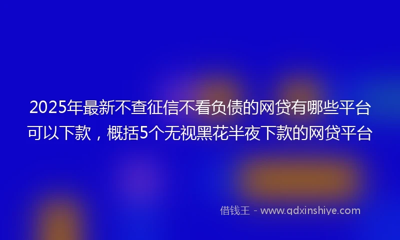 2025年最新不查征信不看负债的网贷有哪些平台可以下款，概括5个无视黑花半夜下款的网贷平台