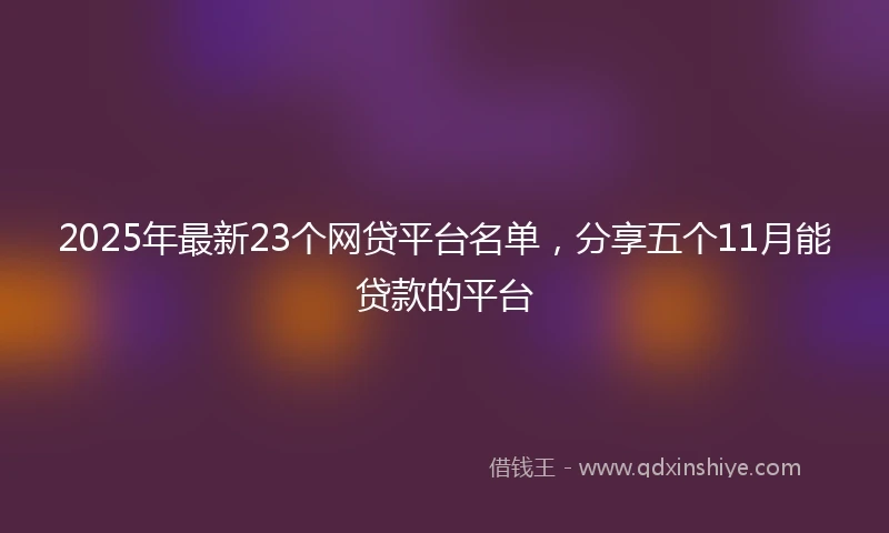 2025年最新23个网贷平台名单，分享五个11月能贷款的平台