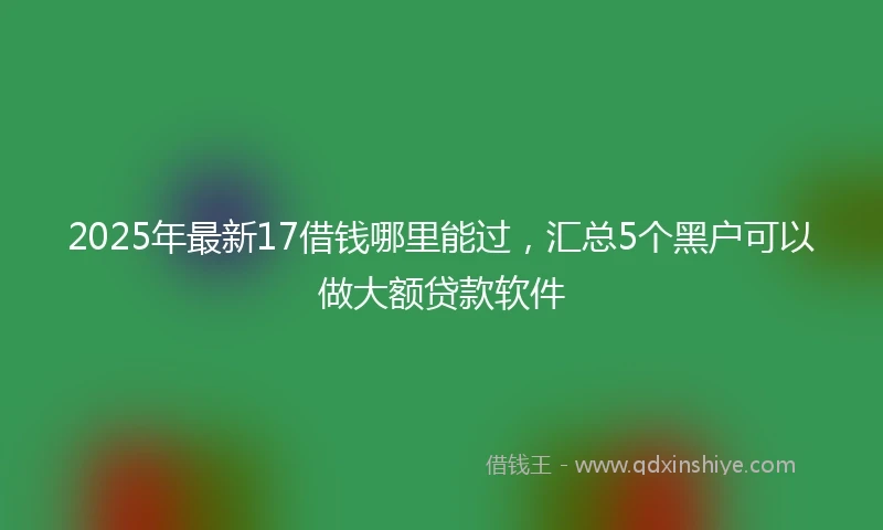2025年最新17借钱哪里能过，汇总5个黑户可以做大额贷款软件