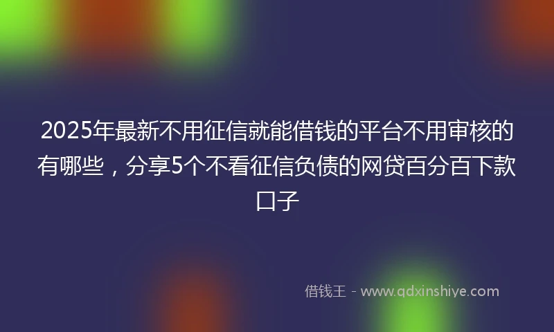 2025年最新不用征信就能借钱的平台不用审核的有哪些，分享5个不看征信负债的网贷百分百下款口子