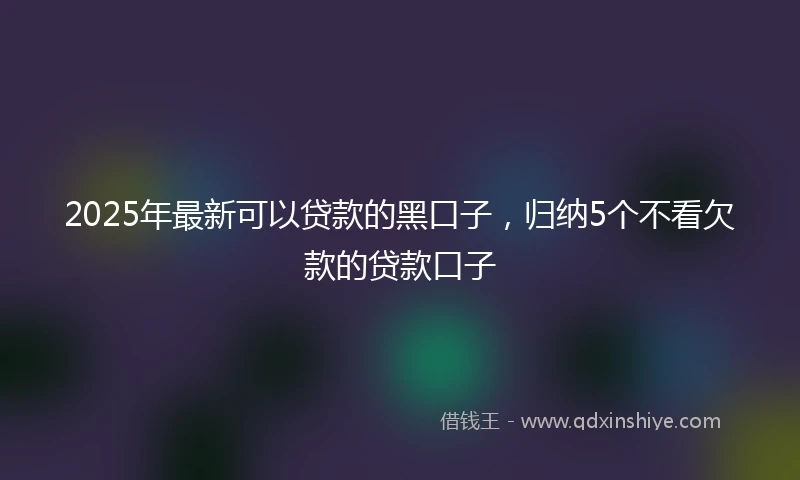 2025年最新可以贷款的黑口子，归纳5个不看欠款的贷款口子