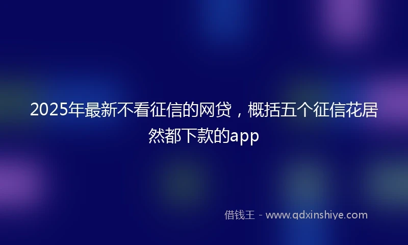 2025年最新不看征信的网贷，概括五个征信花居然都下款的app