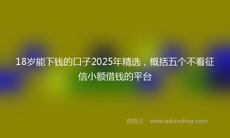18岁能下钱的口子2025年精选，概括五个不看征信小额借钱的平台