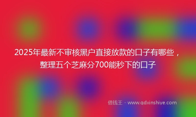 2025年最新不审核黑户直接放款的口子有哪些，整理五个芝麻分700能秒下的口子